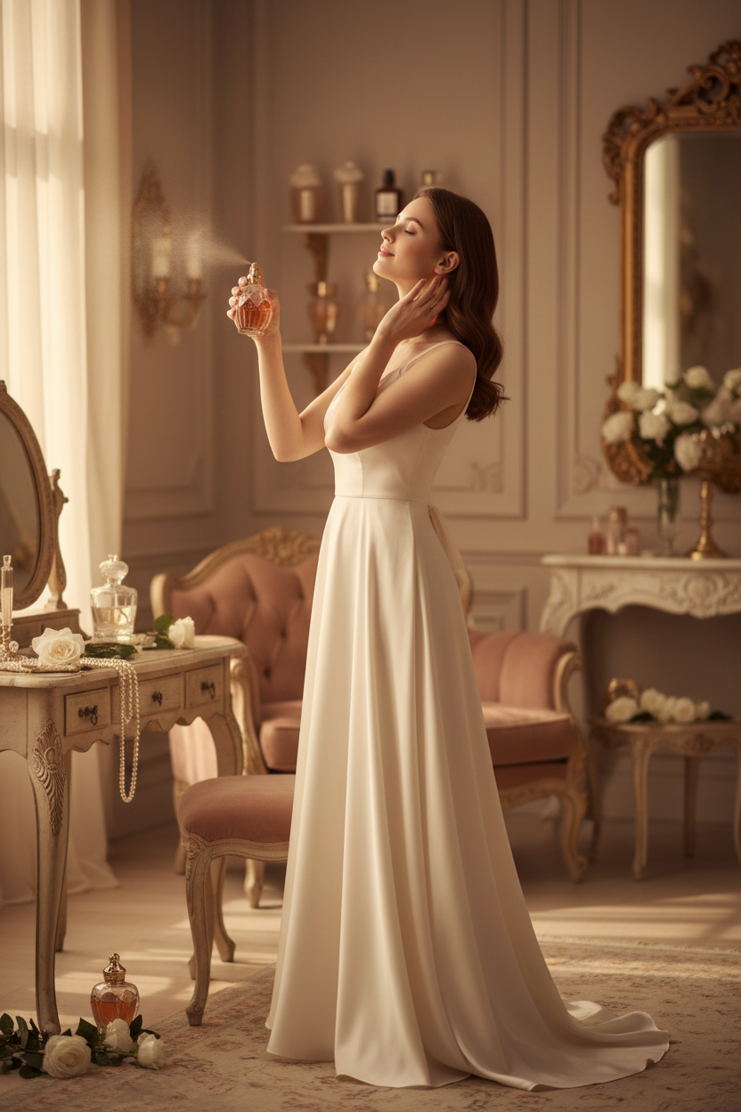 Female Spraying Perfume